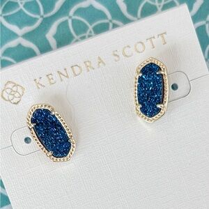 Kendra Scott Navy and Gold Stud Ellie Earrings